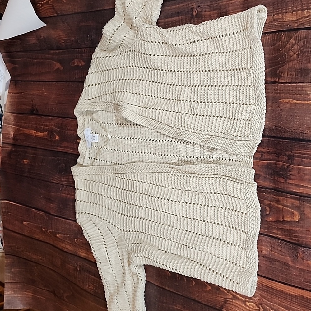 Womens Cream/Light Beige Open front bolero